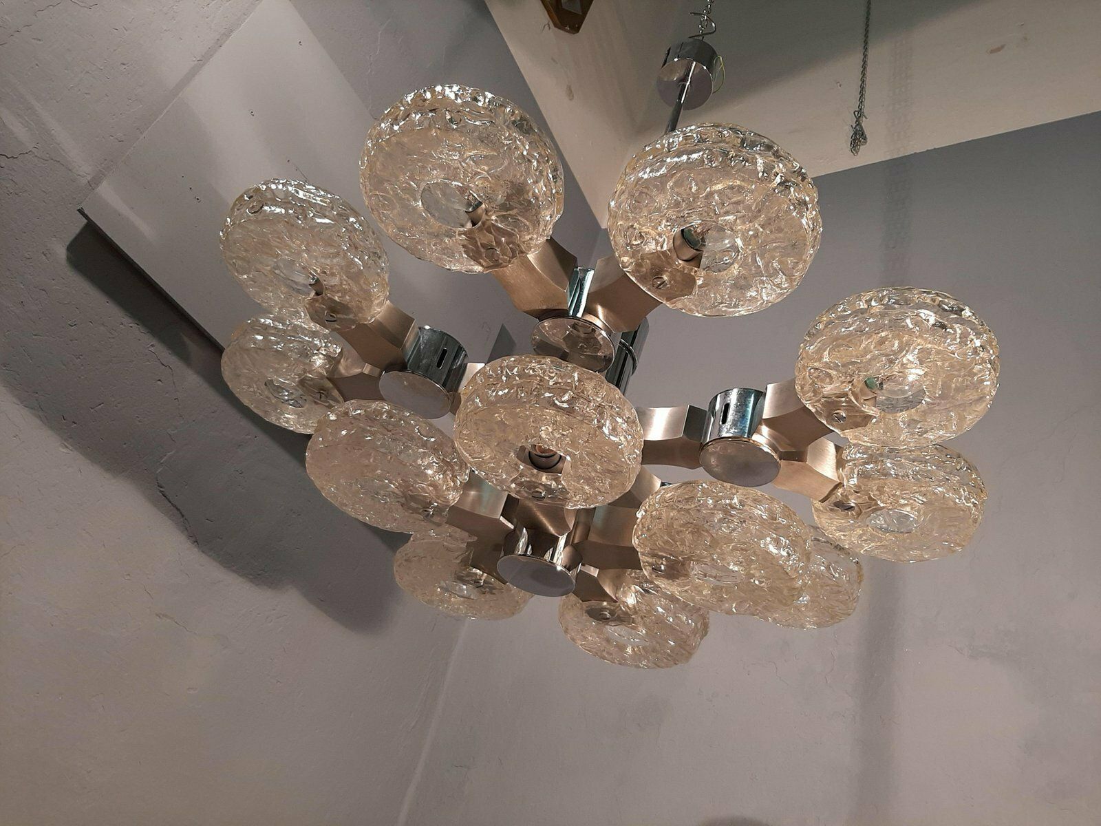 photo buy Ceiling Lamp In Chromed Metal And 15 Lights By Gaetano Sciolari For Sciolari, 1970s