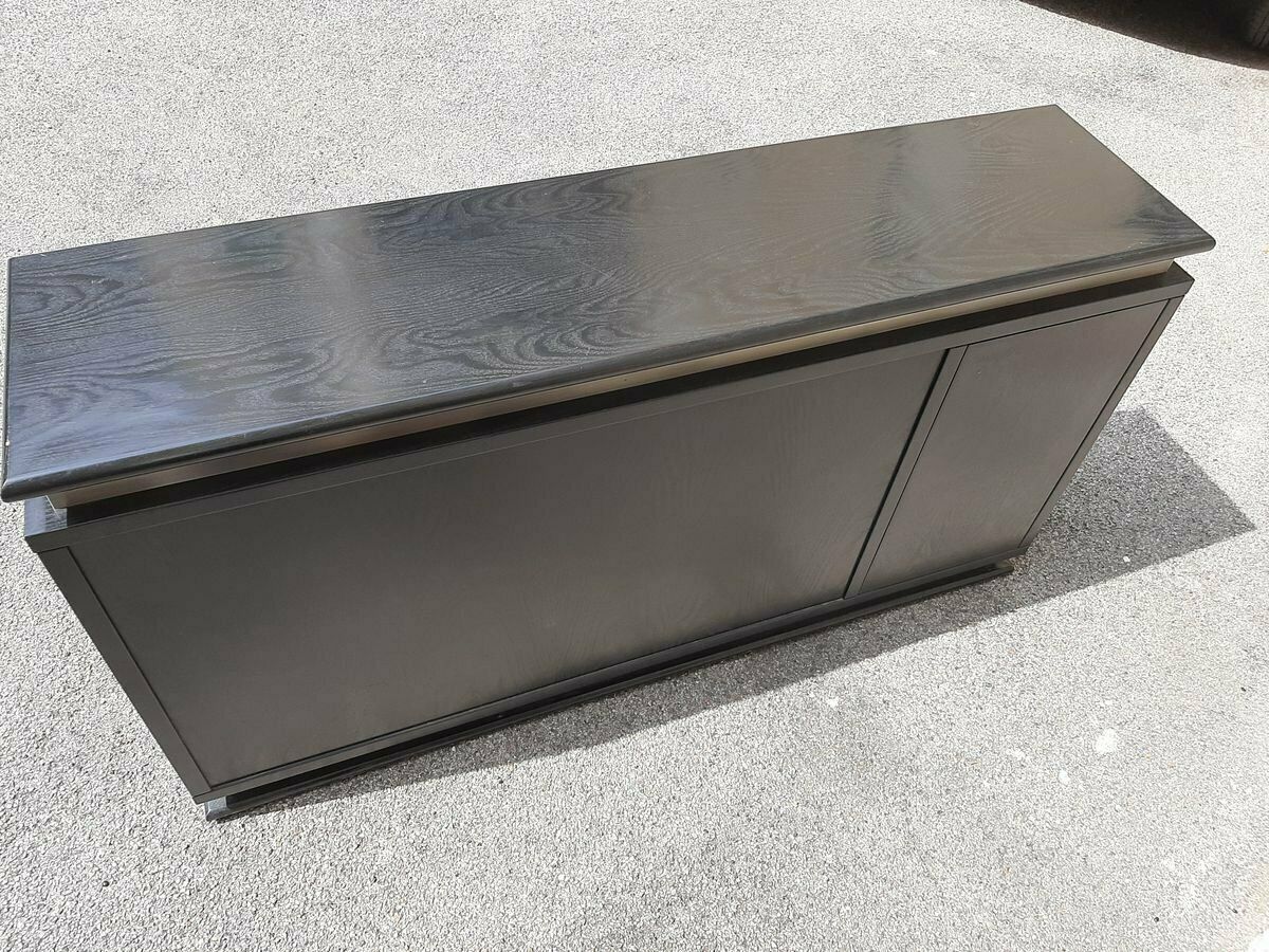 Italian Ebonized Wood And Aluminum Chest Of Drawers, 1970s, Set Of 2 photo 2104.0
