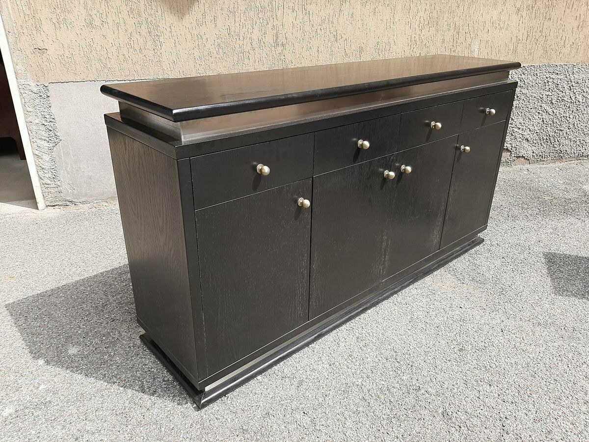 Italian Ebonized Wood And Aluminum Chest Of Drawers, 1970s, Set Of 2 photo buy