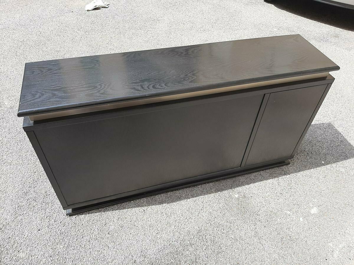 photo vinterior Italian Ebonized Wood And Aluminum Chest Of Drawers, 1970s, Set Of 2