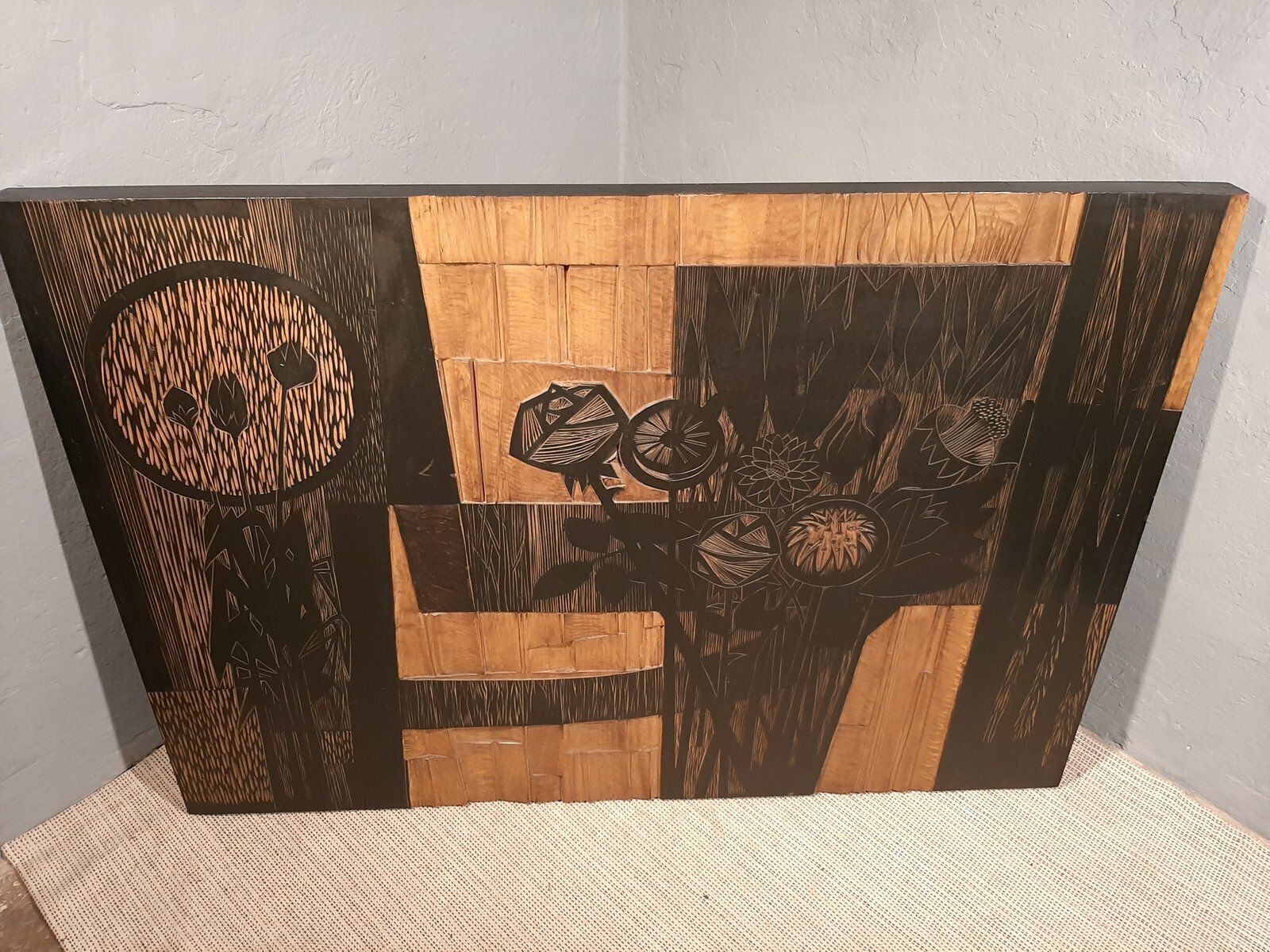 Decorative Wood Panel With Floral Motifs By Victor Cerrato, 1970s photo furniture
