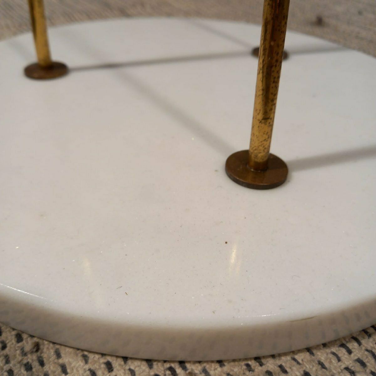 Lighting Brass And Opaline Glass Floor Lamp With White Marble Base From Stilnovo, 1950s photo