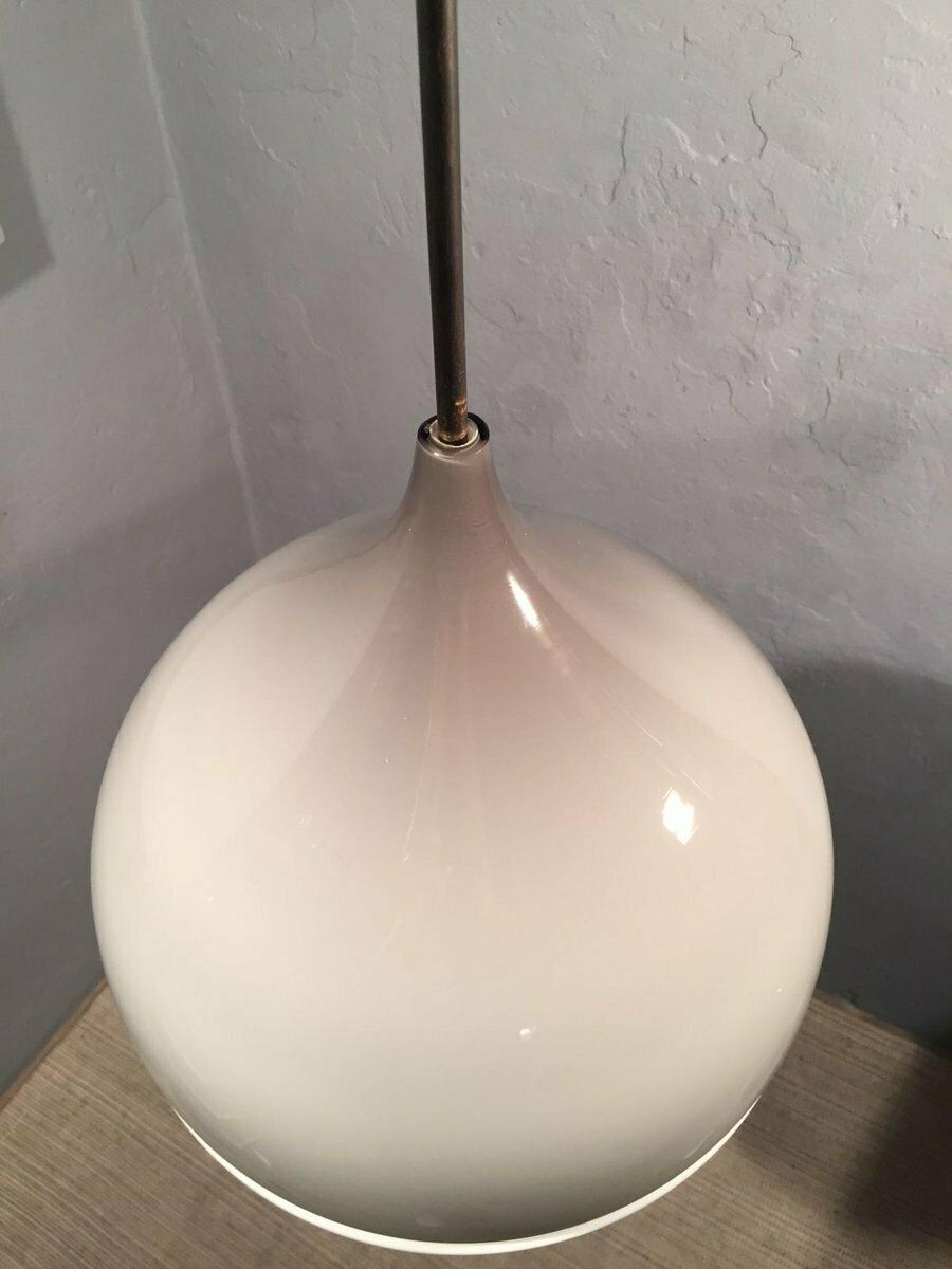 Ceiling Lamp In Gray And Milky Glass By Alessandro Pianon For Vistosi photo for sale