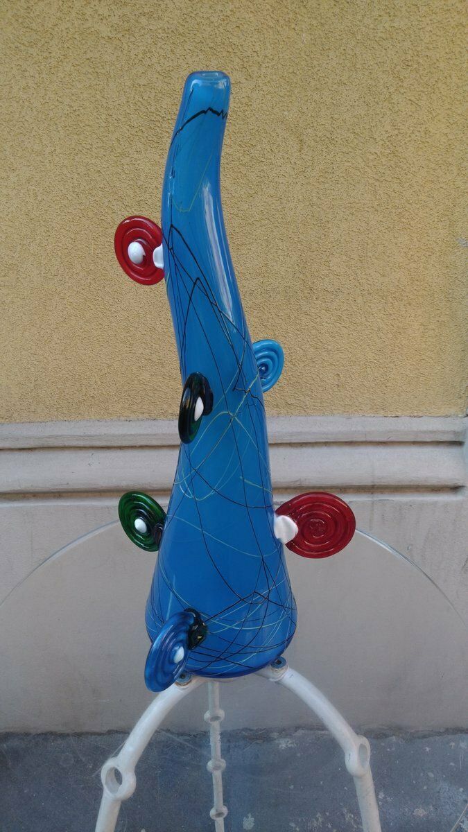 Glass Vase By Ettore Sottsass For Vivarini, 1980s photo for sale