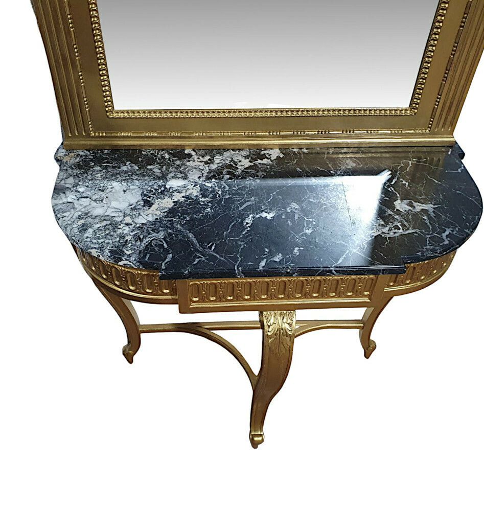 A Very Fine Late 19th Century Marble Top Console Table And Matching Giltwood Mirror photo 7844.6239000000005