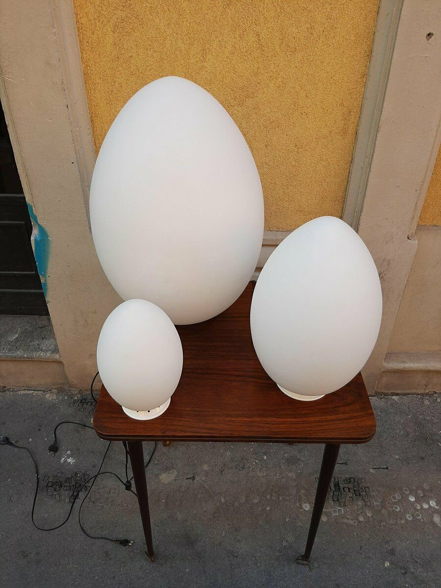 Model Uovo Table Lamp In Opaline Glass By Ben Swildens For Fontana Arte, 1990s photo buy