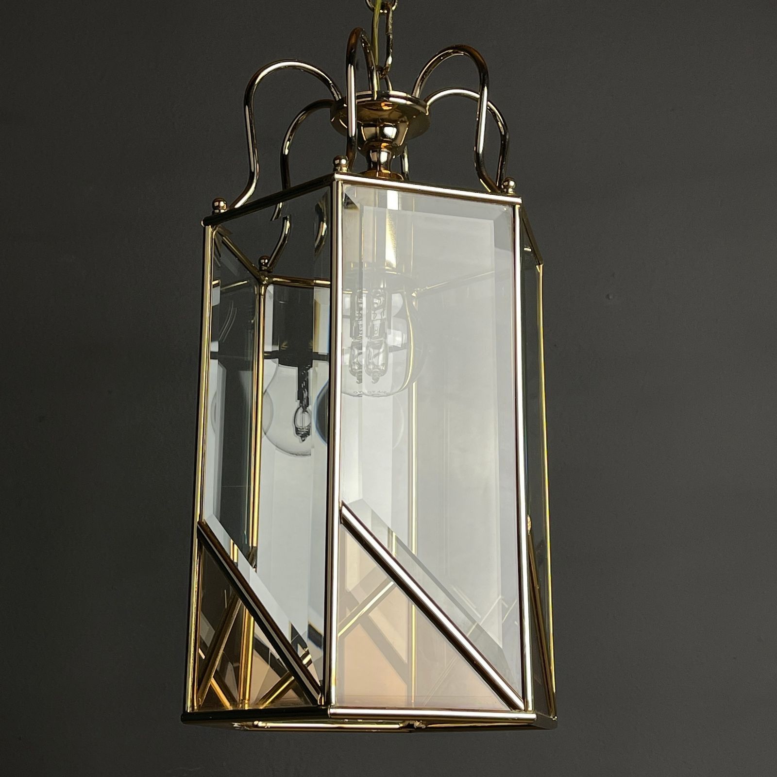 photo furniture Vintage Pendant Lamp Italy '60s Brass Polished Glass