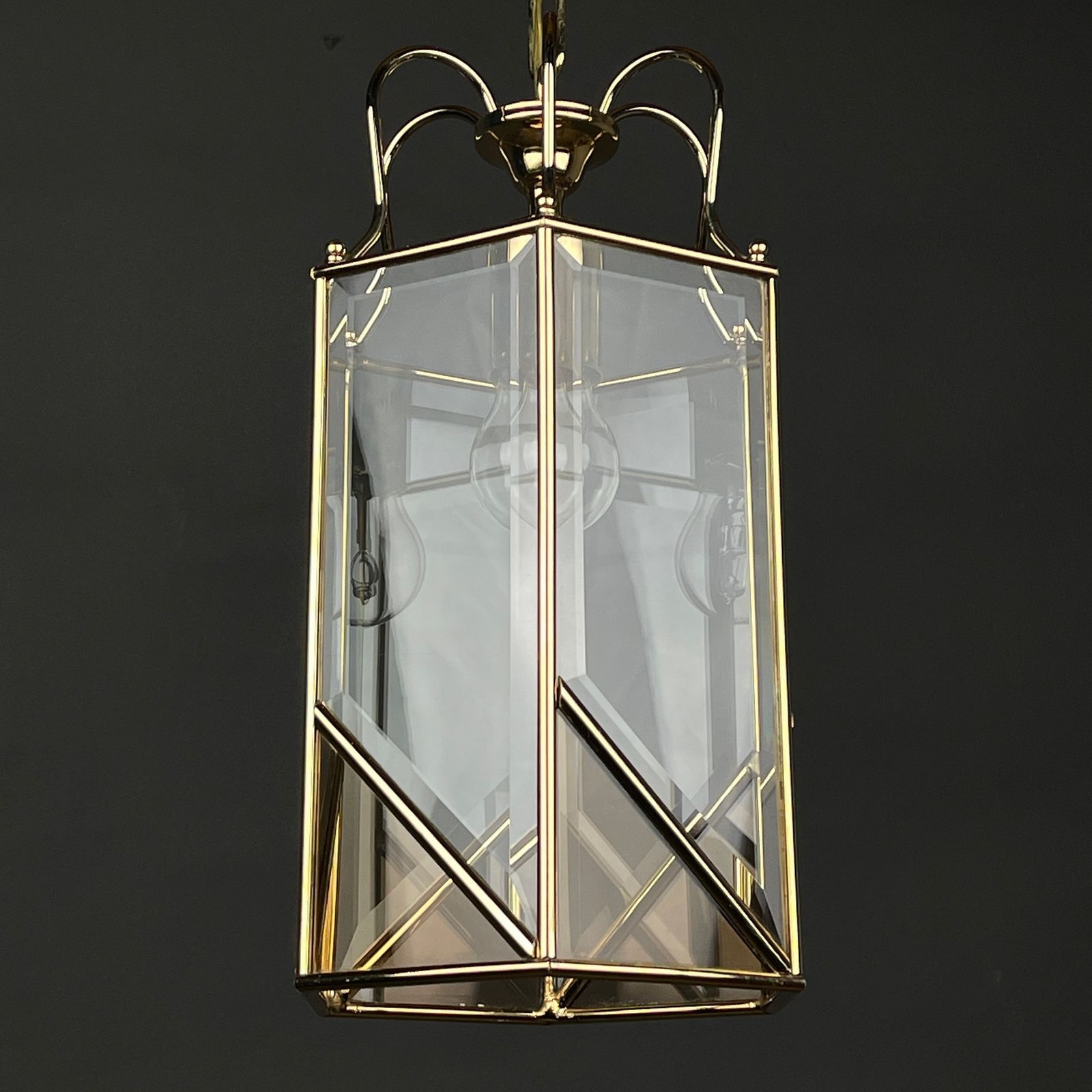 Lighting Vintage Pendant Lamp Italy '60s Brass Polished Glass photo
