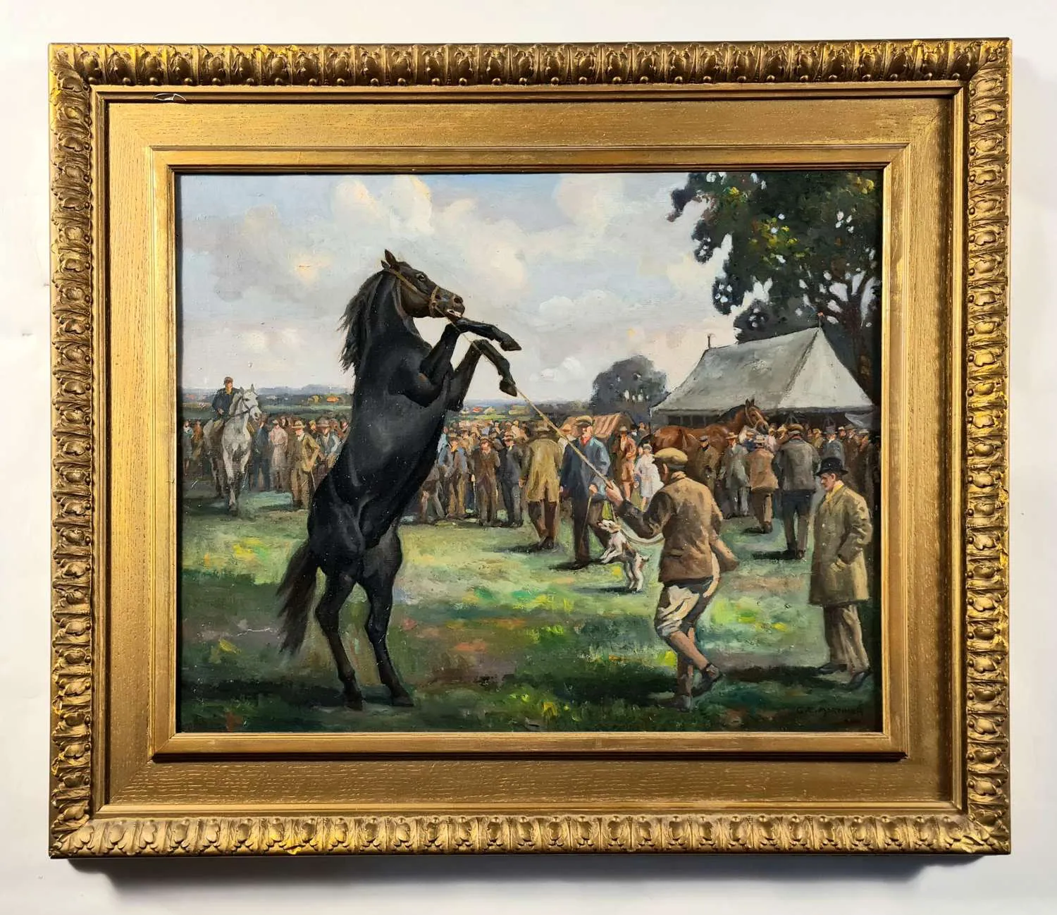 Geoffrey E. Mortimer (1895 1986) Horse Rearing, At A Racehorse Sale