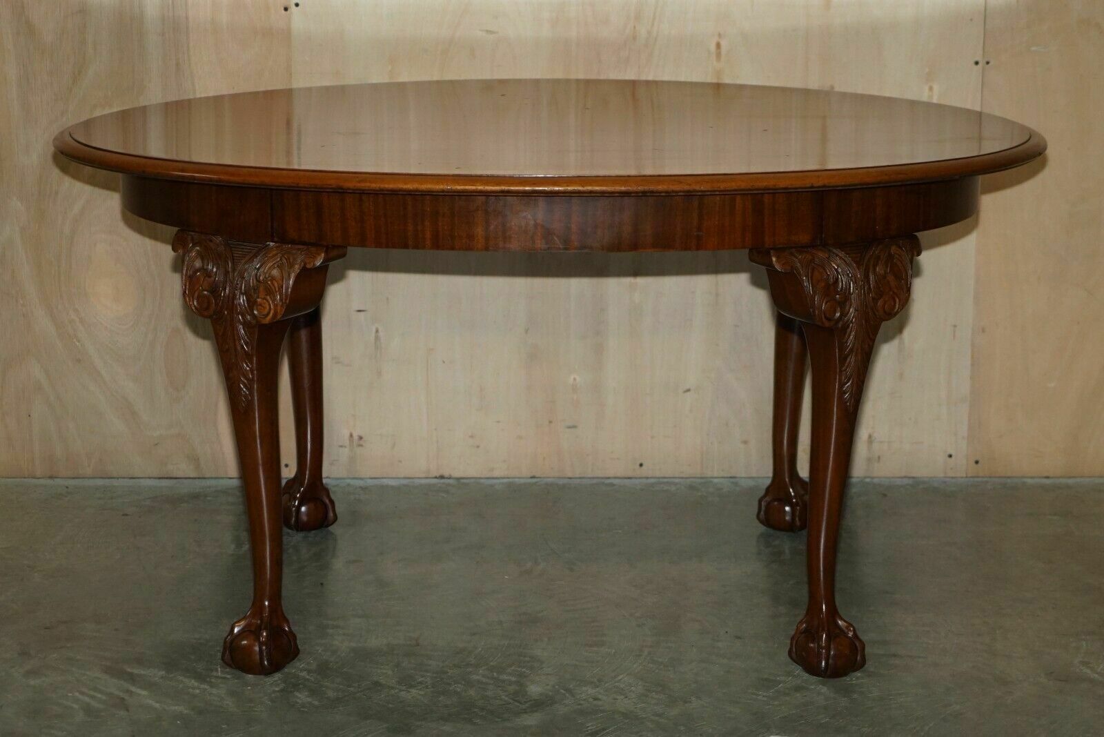 Lovely Antique Circa 1920 English Hand Carved Walnut Claw & Ball Dining Table photo furniture