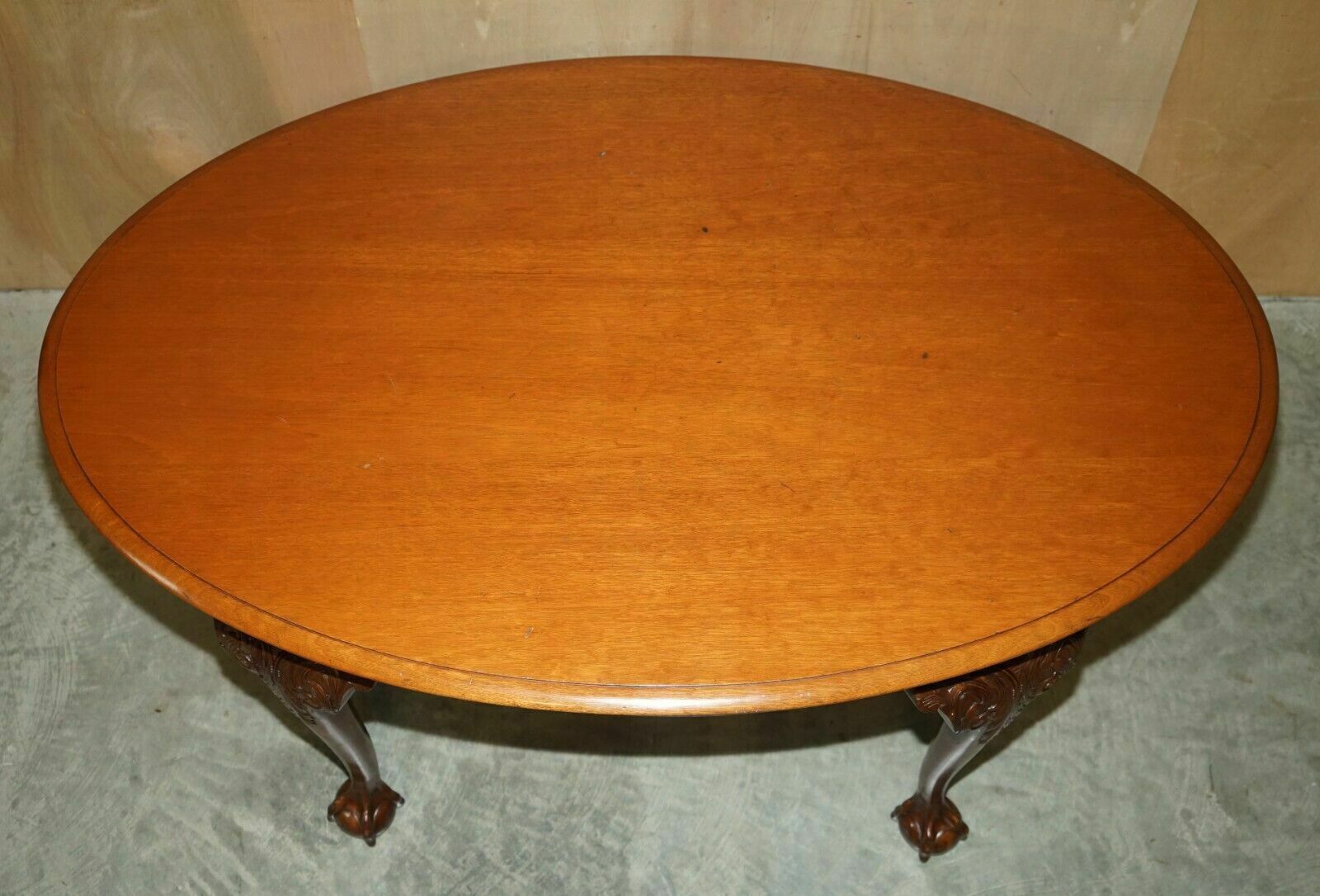 photo buy Lovely Antique Circa 1920 English Hand Carved Walnut Claw & Ball Dining Table
