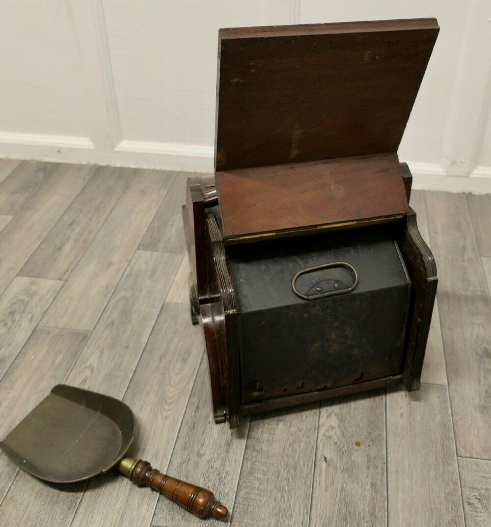 A Victorian Double Ended Coal Box With Liner And Shovel photo vinterior