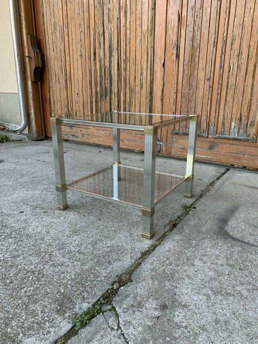 Vintage Brass And Chrome Coffee Table By Pierre Vandel, Paris, 1970s photo furniture