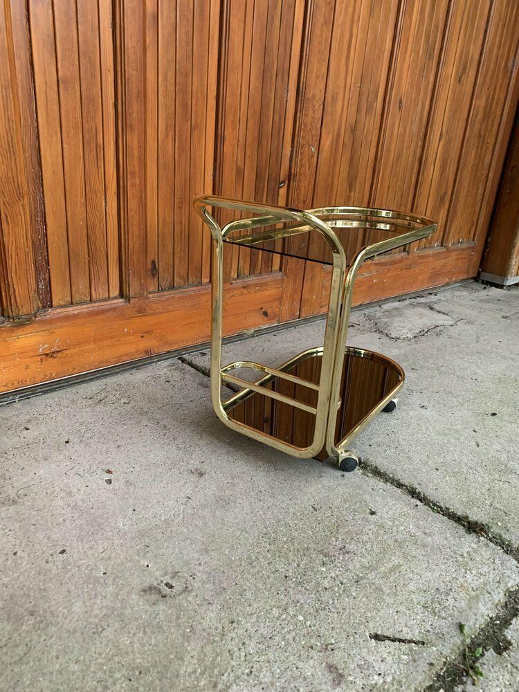 Regency Brass 2 Tier Bar Cart, 1960s photo for sale