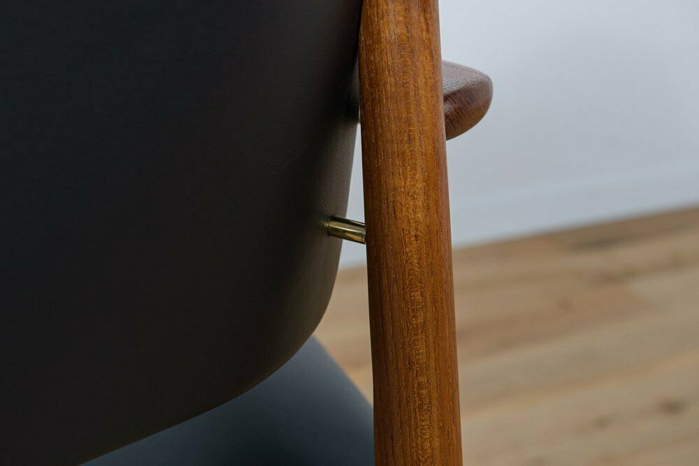 photo buy Mid Century Danish Teak & Leather Armchair, 1960s