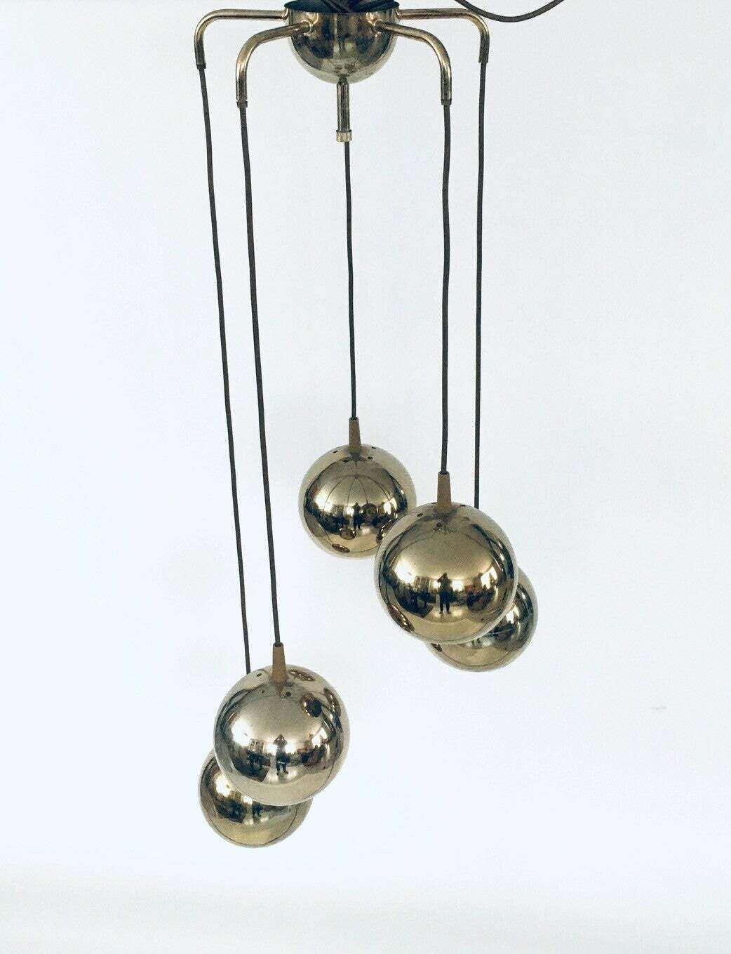 Mid Century Design Cascade Gouden Ballen Hanglamp, Jaren 1980, Italië photo 440.2