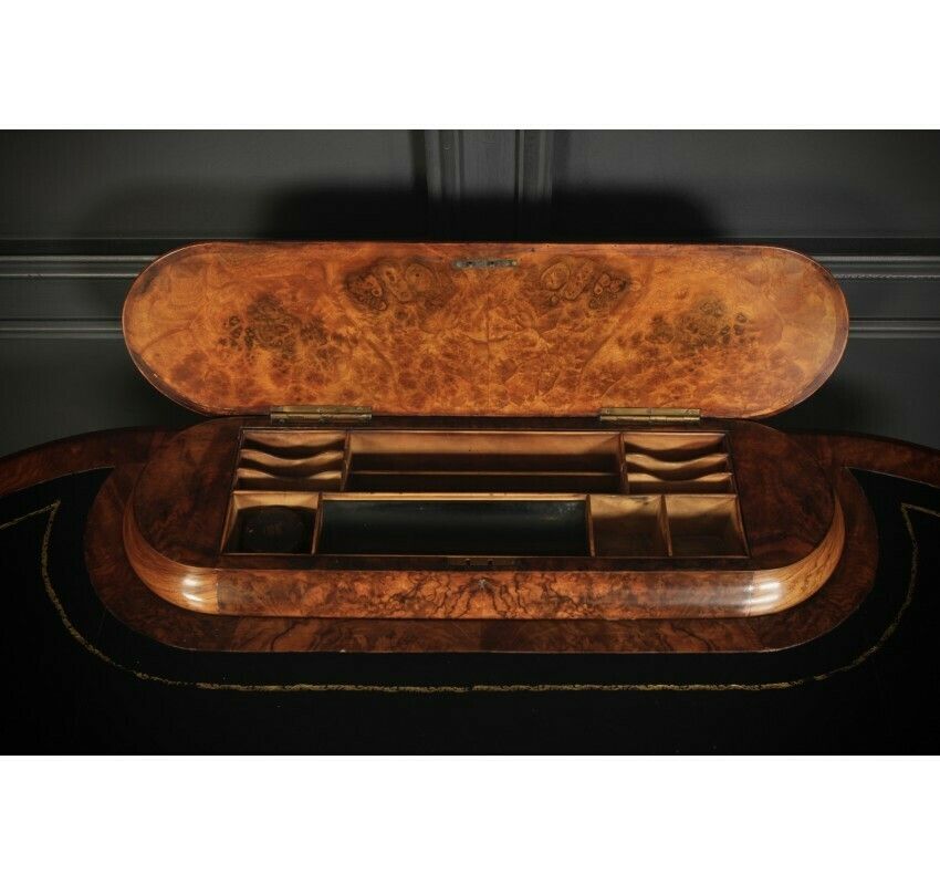 Marquetry Inlaid Burr Walnut Kidney Shaped Writing Table photo Furniture
