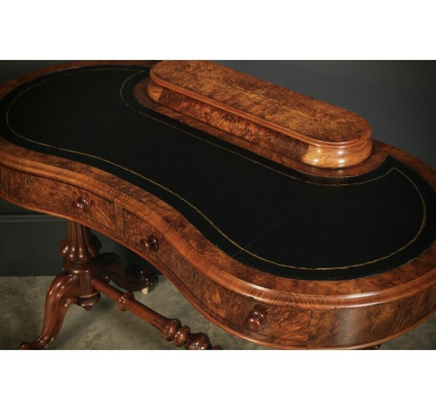 Marquetry Inlaid Burr Walnut Kidney Shaped Writing Table photo buy