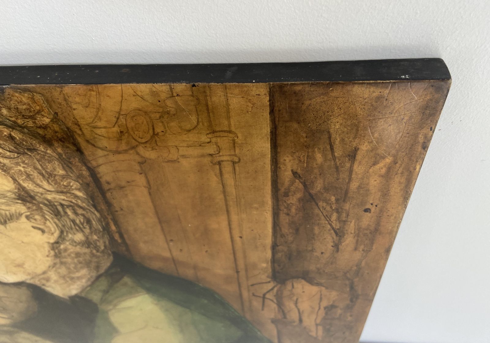 photo furniture "The 2 Friends". Lacquered Panel Representing A Couple Of Young Men Signed Gobing. 1986