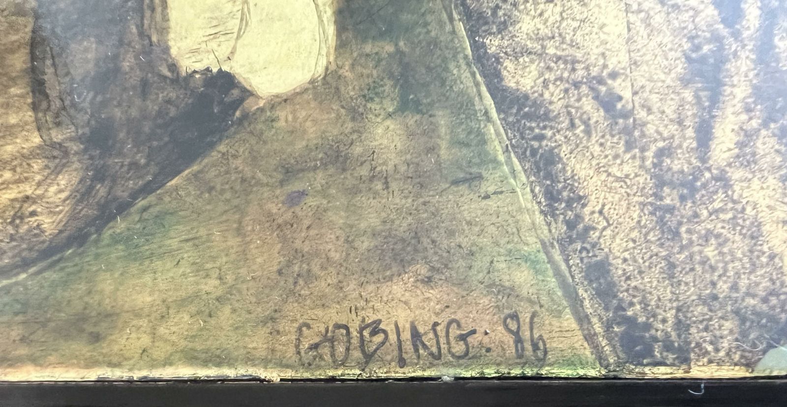 Art "The 2 Friends". Lacquered Panel Representing A Couple Of Young Men Signed Gobing. 1986 photo