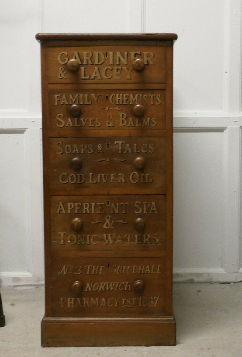 Victorian Mahogany 5 Drawer Pharmacy Chest Of Drawers photo for sale