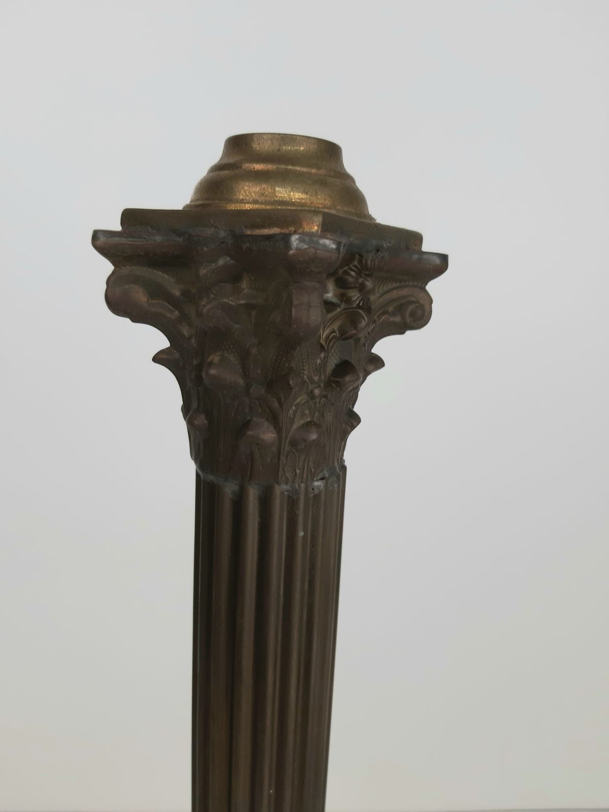 Edwardian Brass Corinthian Column Lamp Base (Not Wired) photo for sale