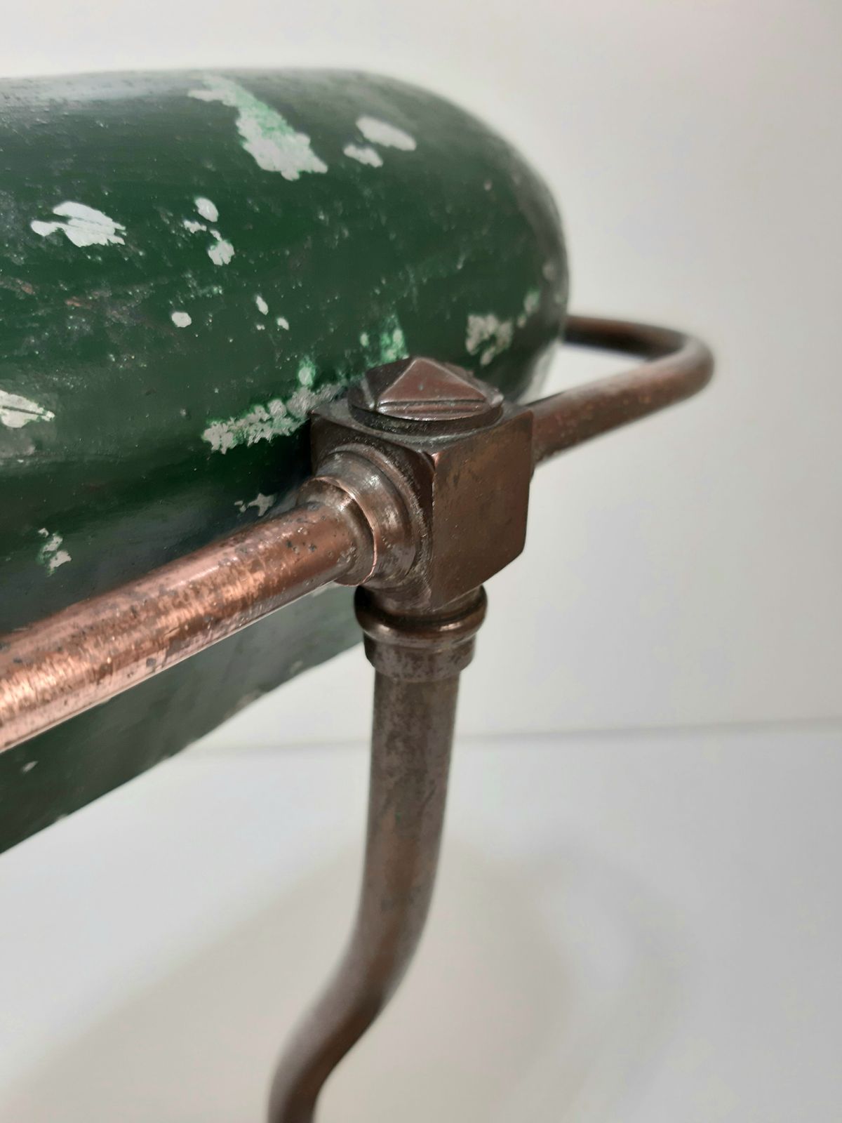 Early 20thc Copper Base / Arm Bankers Lamp (Not Wired) With Tin Metal Shade photo Lighting
