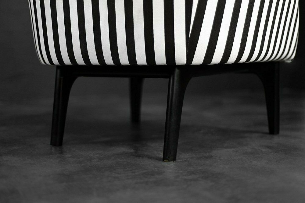Mid Century Scandinavian Modern Rounded Armchairs With Black & White Stripes, 1960s, Set Of 2 photo vinterior
