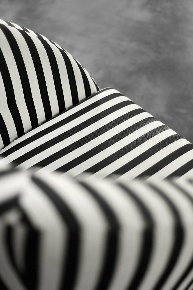 Mid Century Scandinavian Modern Rounded Armchairs With Black & White Stripes, 1960s, Set Of 2 photo buy