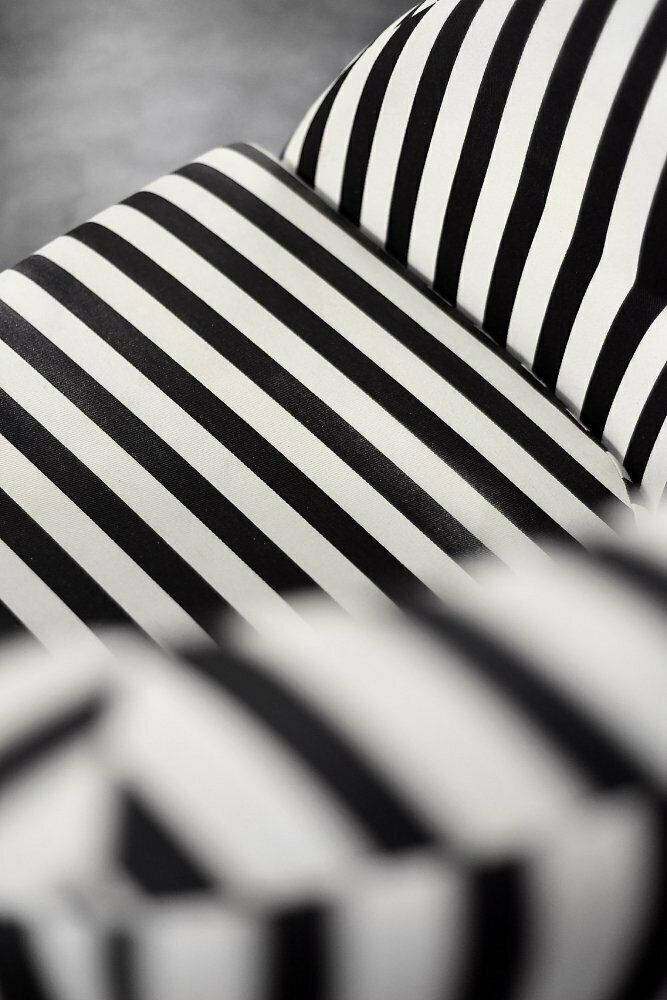 Furniture Mid Century Scandinavian Modern Rounded Armchairs With Black & White Stripes, 1960s, Set Of 2 photo