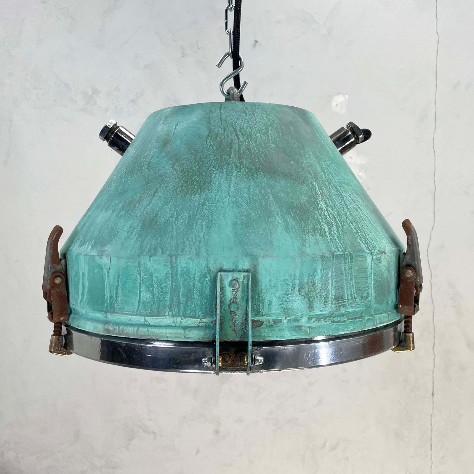 Verdigris Rust Industrial Ceiling Pendant Light By Veb C1970 photo furniture