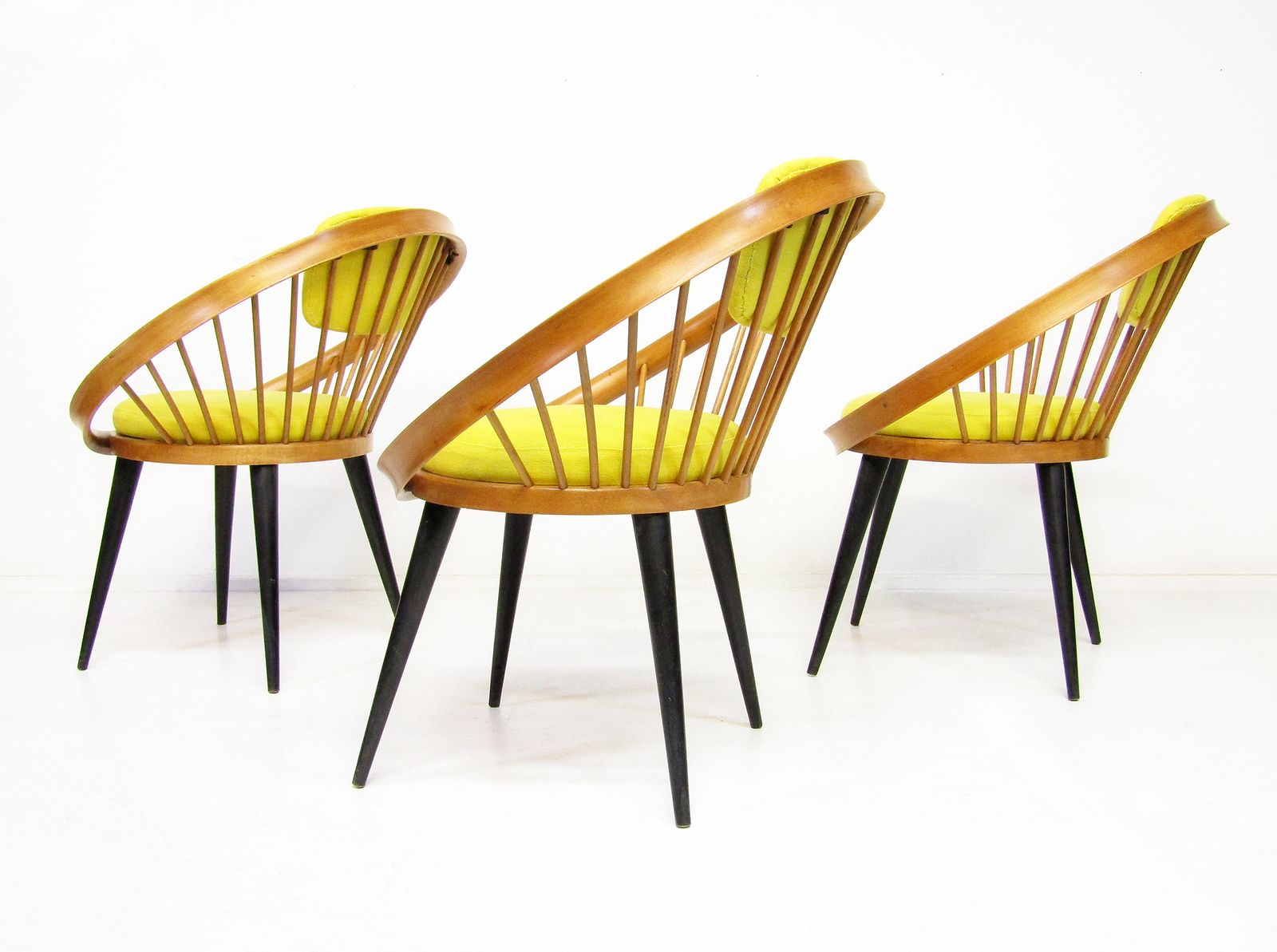 695.0 Three 1950s Swedish Circle Cocktail Side Chairs By Yngve Ekstrom   One Left photo