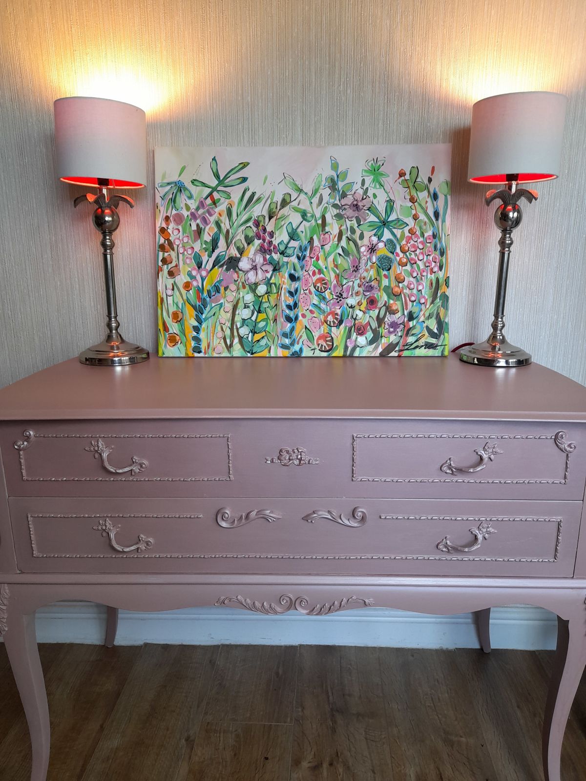 Beautiful Pink Metallic Olympus, Lamp, Side, Dressing, Tv Table photo furniture