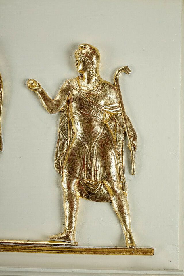 photo for sale Wood And Gilded Stucco Overmantel Mirror, Empire Period, 19th Century