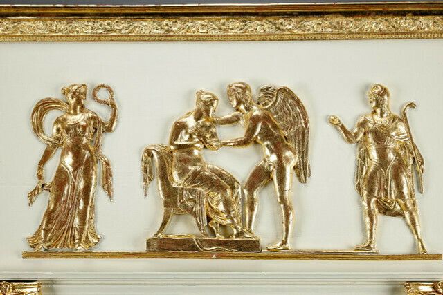 photo vinterior Wood And Gilded Stucco Overmantel Mirror, Empire Period, 19th Century