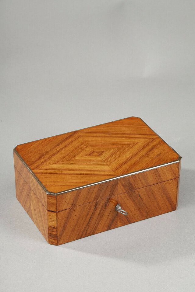 Sewing Box In Rosewood Veneer, Gold And Silver, Restoration Period photo Home Decor