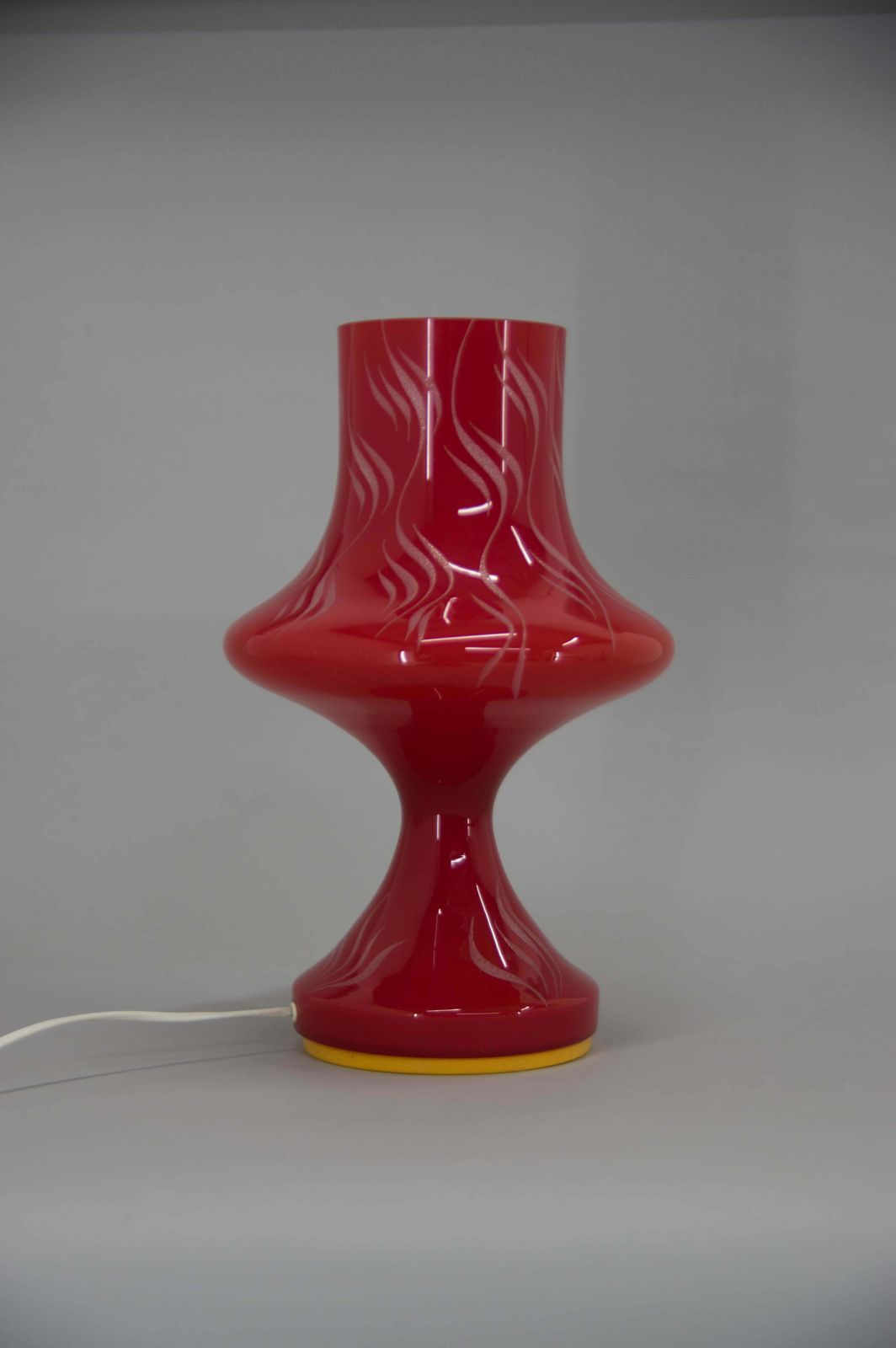 All Glass Red Table Lamp By Valasske Mezirici, 1970s photo furniture