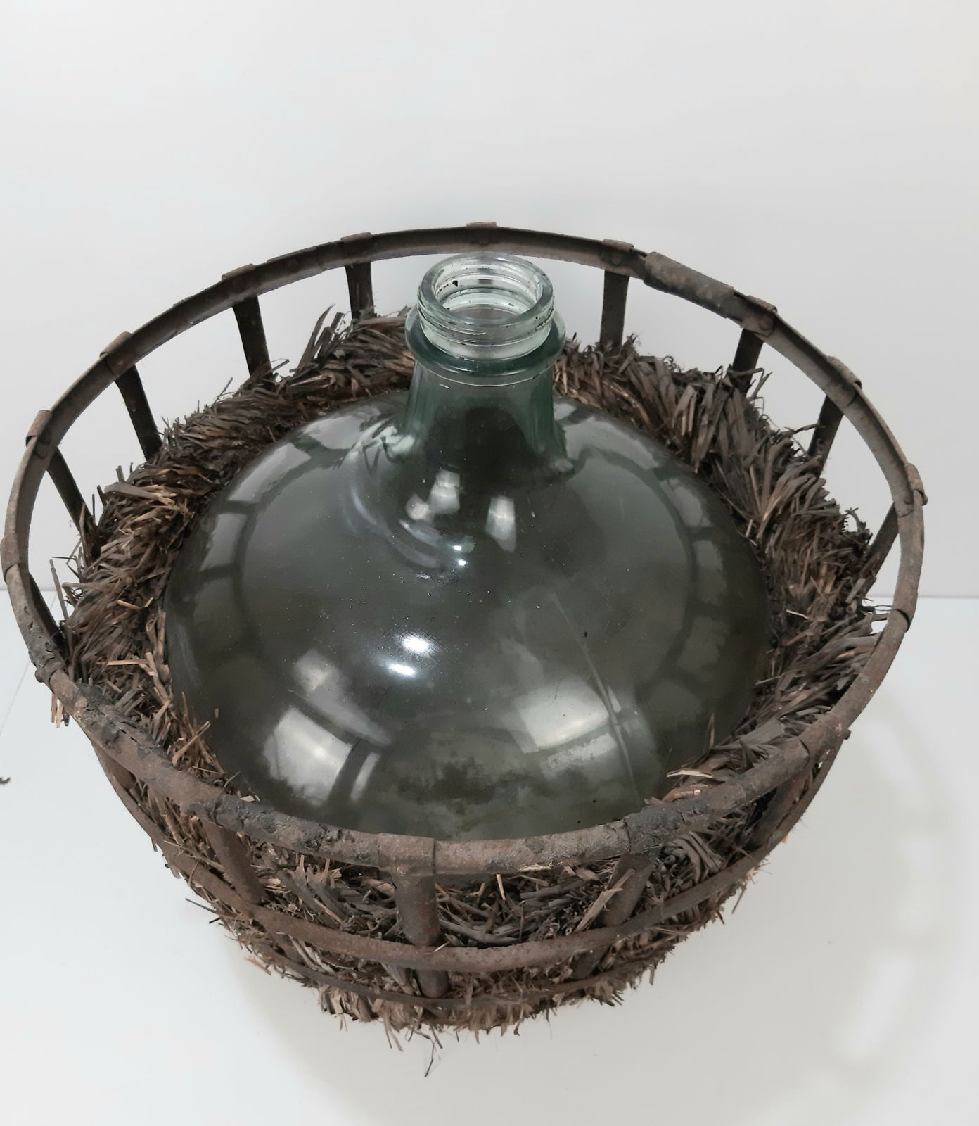 Large Victorian Demijon / Carboy In Original Carrier photo for sale