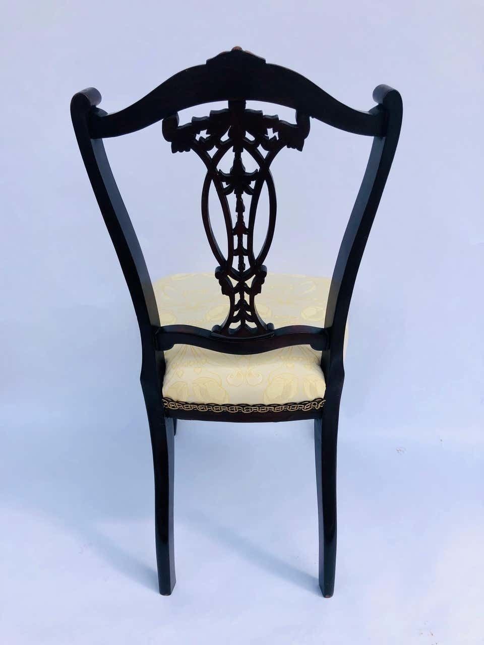 Quality Pair Of Antique Victorian Carved Ebonized Side/Desk Chairs photo for sale