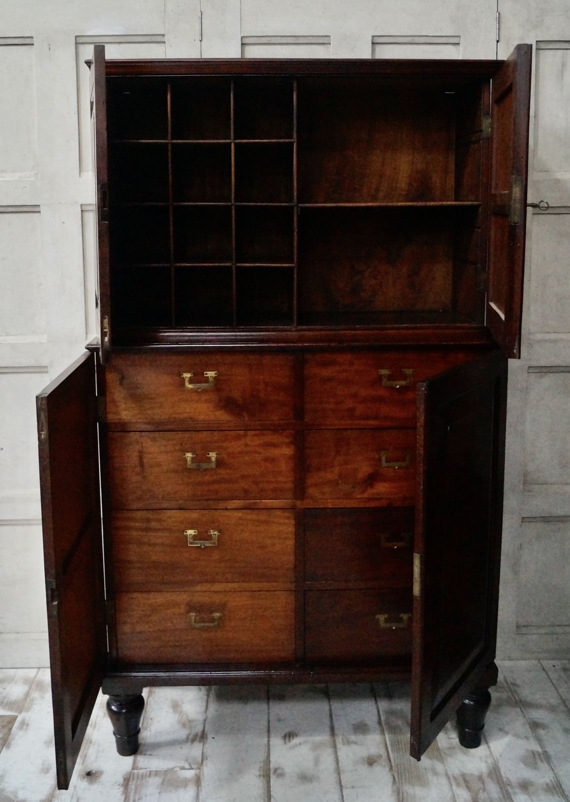 Early Teak Campaign Military Stationary Cupboard photo Furniture