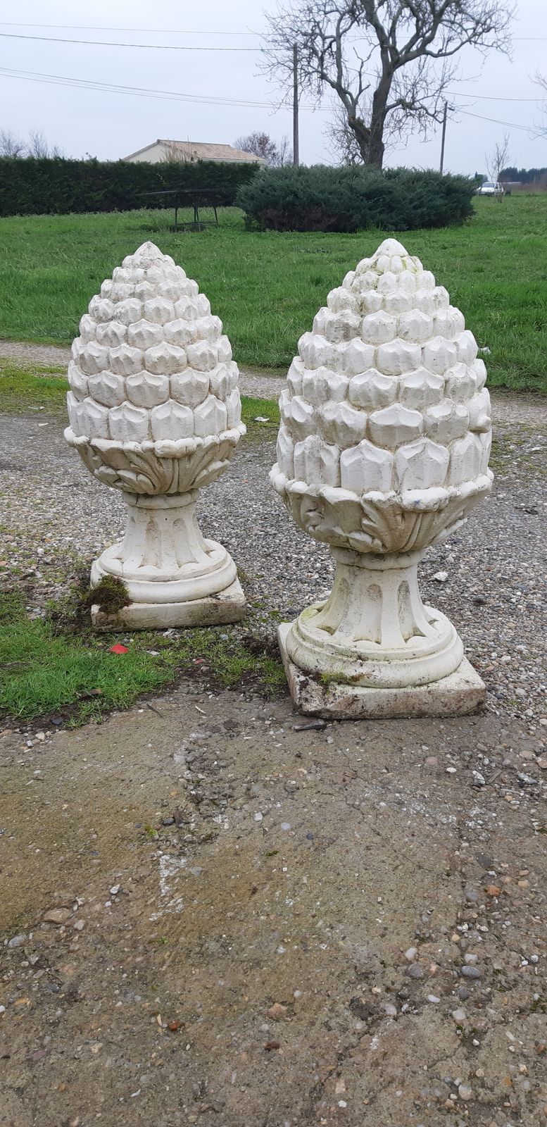 photo buy Pair Of Pine Cones In Reconstituted Stone