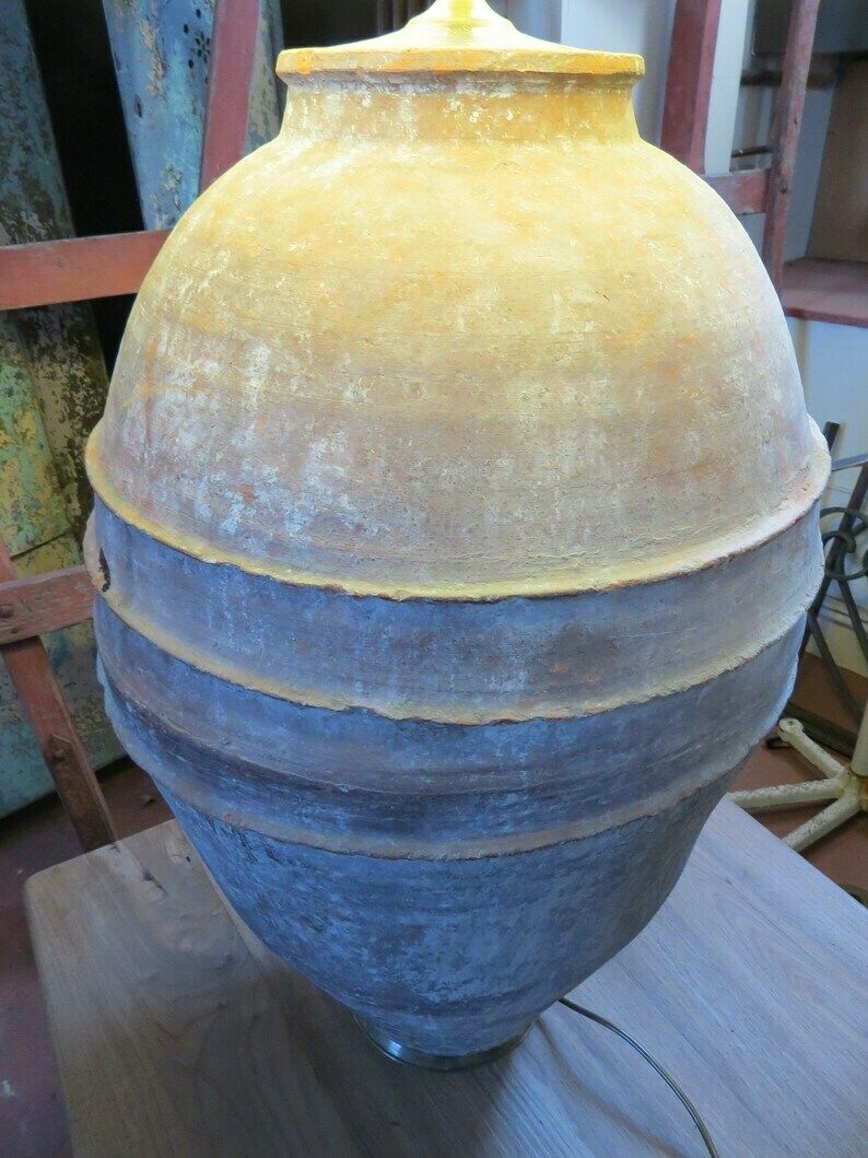 Antique Terracotta Urn Lamp 19th Century / Large Country Rustic. photo 585.0