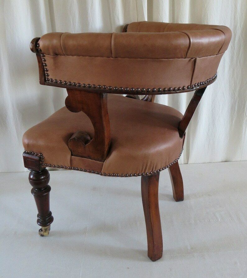 Antique Desk Chair. William IV Period C.1830 / Mahogany & Leather Library Chair. photo 1750.0