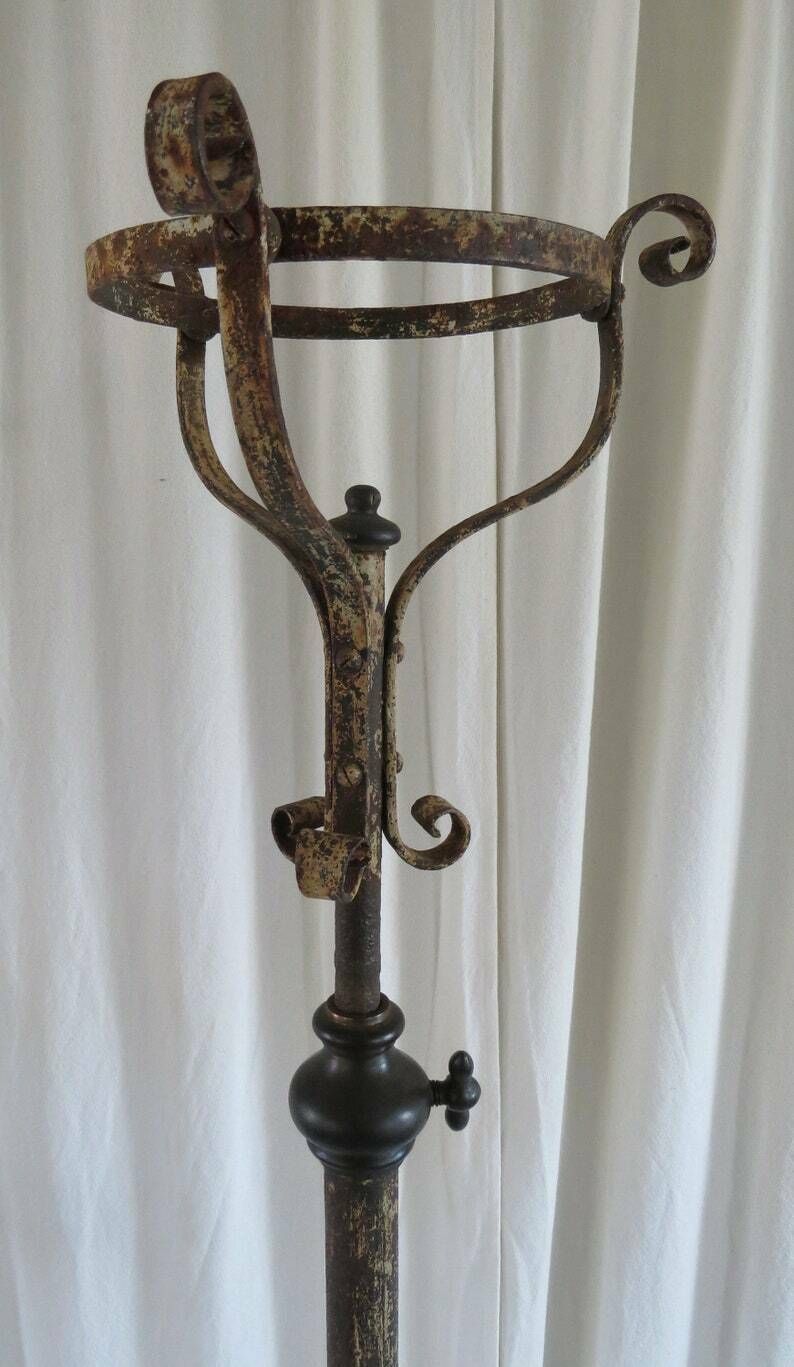 Antique Lamp Standard Early 19th Century / Oil Lamp Stand / Wrought Iron Lamp Stand. photo for sale