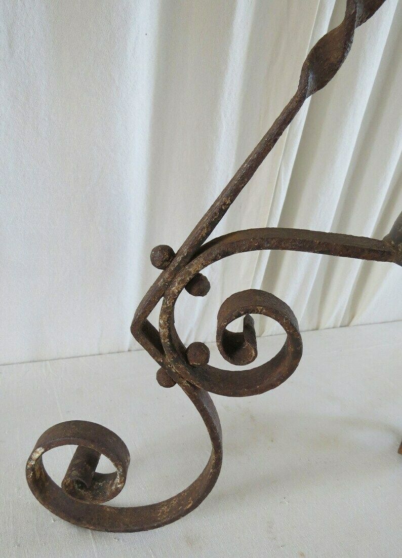 photo for sale Antique Lamp Standard Early 19th Century / Oil Lamp Stand / Wrought Iron Lamp Stand.