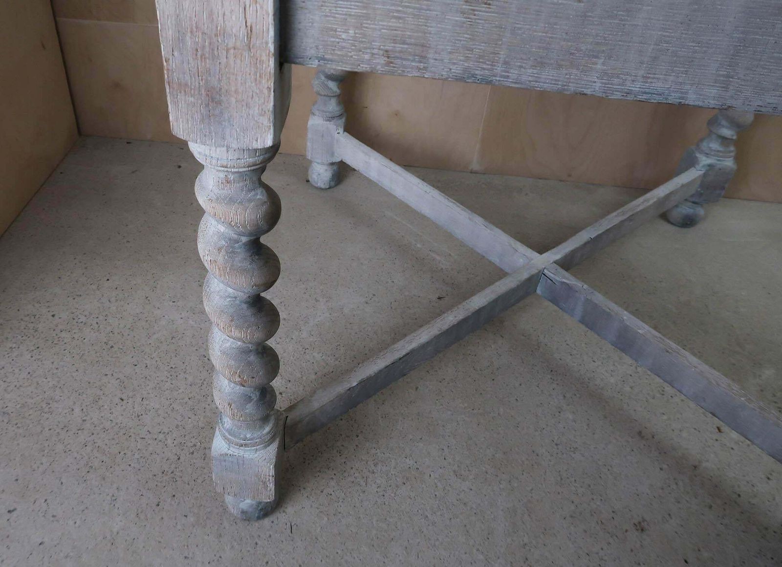 Small Antique Limed Oak Dining Table With Barley Twist Supports, English C.1920 photo for sale