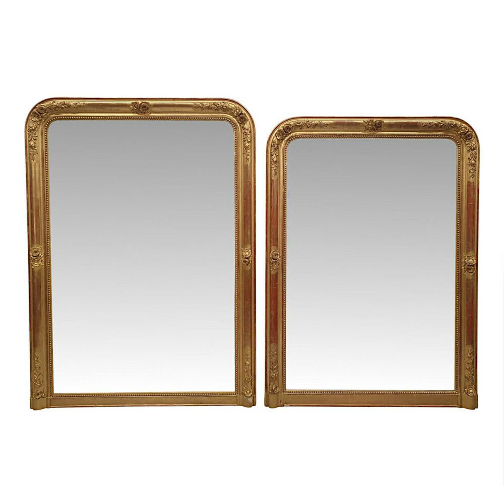 A Fabulous Near Pair Of 19th Century Giltwood Overmantle Mirrors