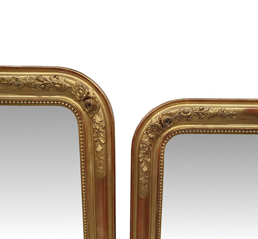 A Fabulous Near Pair Of 19th Century Giltwood Overmantle Mirrors photo furniture