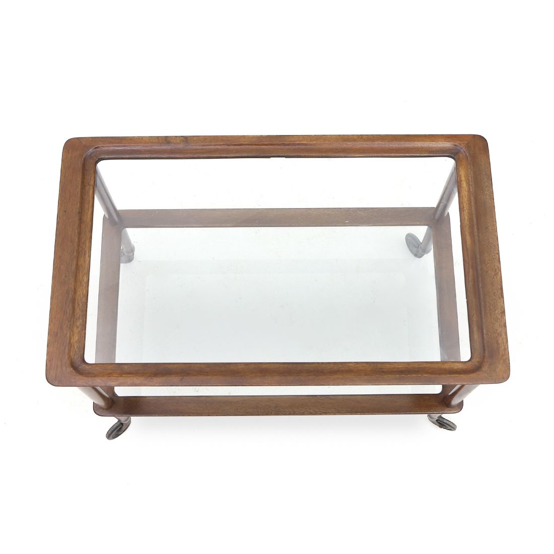 Furniture Wooden Cart With Glass Shelves, 1950s photo