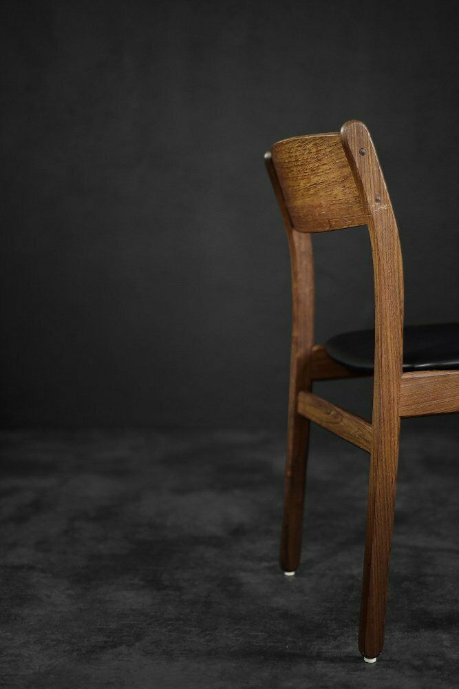 2009.0 Mid Century Modern Scandinavian Dining Chairs In Teak And Vinyl, 1960s, Set Of 4 photo